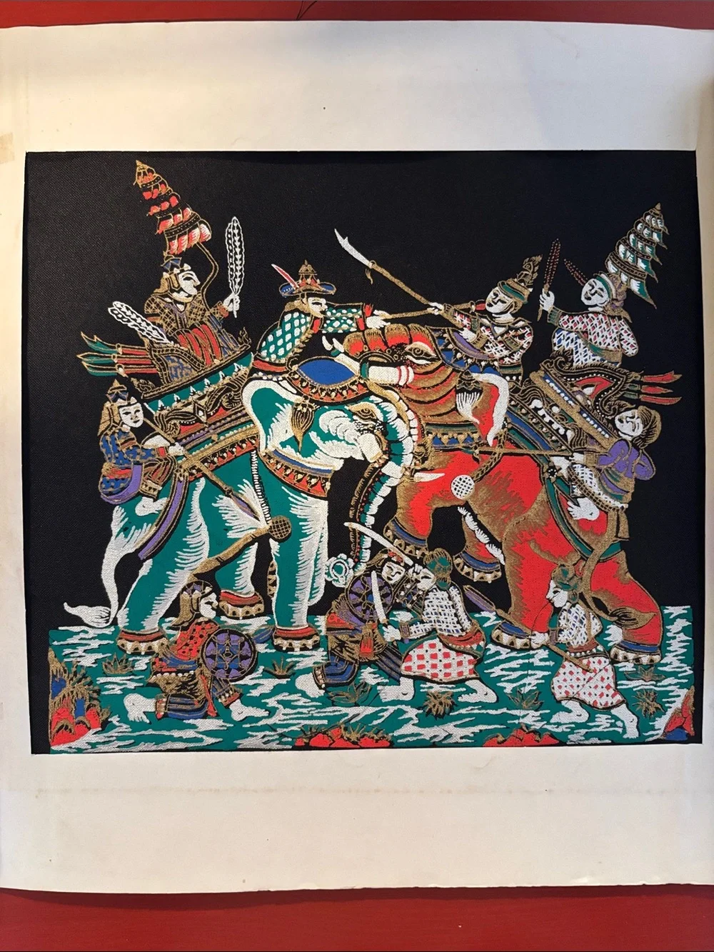 Traditional Cambodian/Asian Mythology Wall Art Cloth Prints, Set of 6